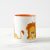 Cute Awake Cartoon Lion Tweekleurige Koffiemok (Center)