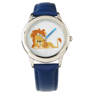 Cute Awake Cartoon Lion Watch Horloge