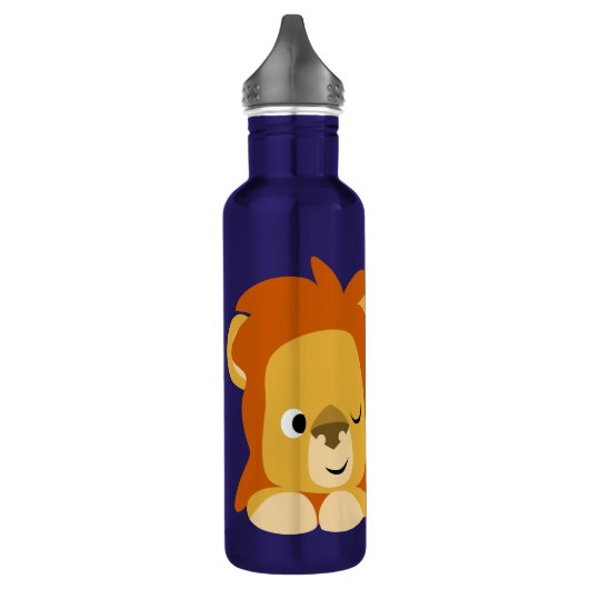 Cute Awake Cartoon Lion Waterfles (Links)