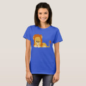 Cute Awake Cartoon Lion Women T shirt (Voorkant volledig)