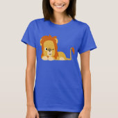 Cute Awake Cartoon Lion Women T shirt (Voorkant)