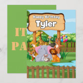 Cute Awesome Dierenpark Dier Kinderfeestje Kaart (Voorkant / Achterkant)