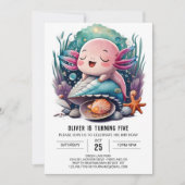 Cute Axolotl Birthday Invitation Kaart (Voorkant)