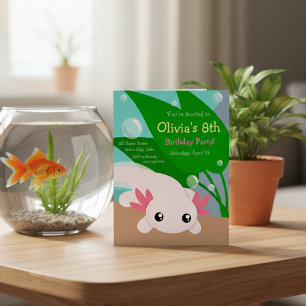 Cute Axolotl Birthday Invitation Kaart