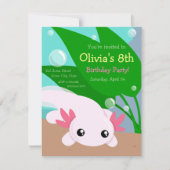 Cute Axolotl Birthday Invitation Kaart (Voorkant)