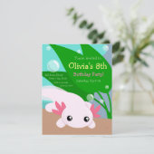 Cute Axolotl Birthday Invitation Kaart (Staand voorkant)
