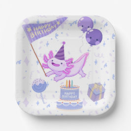 Cute axolotl birthday papieren bordje