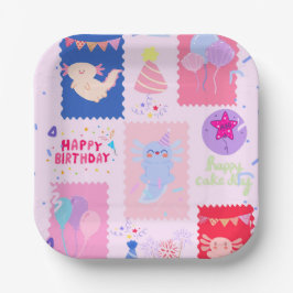 Cute axolotl birthday papieren bordje