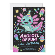 Cute Axolotl Birthday Party Invitation