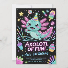 Cute Axolotl Birthday Party Invitation Kaart