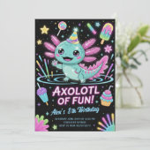 Cute Axolotl Birthday Party Invitation Kaart (Staand voorkant)