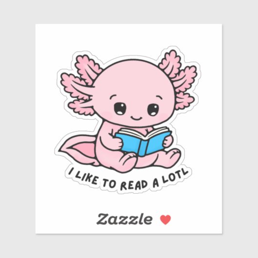 Cute Axolotl Book Lover Funny Pun Sticker (Vel)