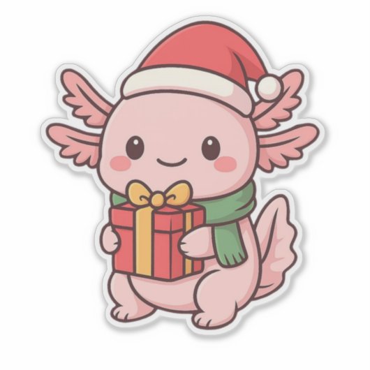✔ Cute Axolotl Christmas Gift Sticker (Voorkant)