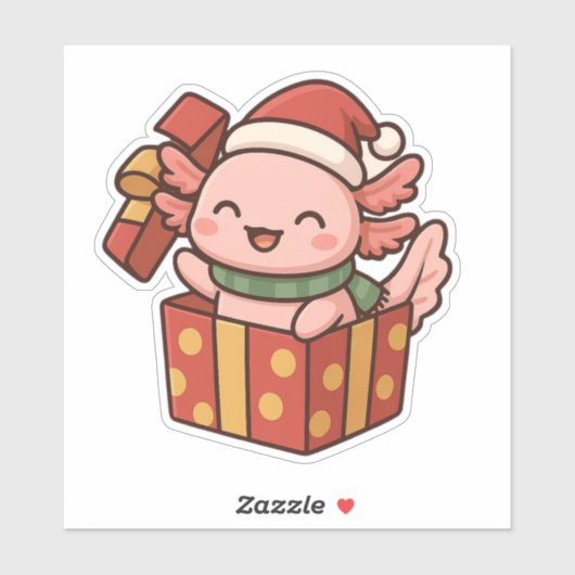 Cute Axolotl Christmas Gift Sticker (Vel)
