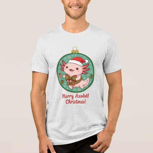 Cute Axolotl Christmas Ornament Unisex T-Shirt (Voorkant)