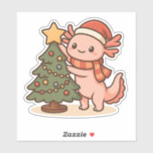 Cute Axolotl Christmas Tree Sticker (Vel)