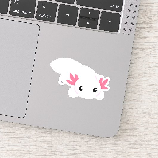 Cute Axolotl Custom-Cut Vinyl Sticker (Detail)