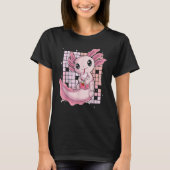 Cute Axolotl Drinking Strawberry Milk Bubble Tea O T-shirt (Voorkant)