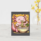 Cute Axolotl Eats Ramen Noodles Axolotls Ramen  Kaart (Gele Bloem)