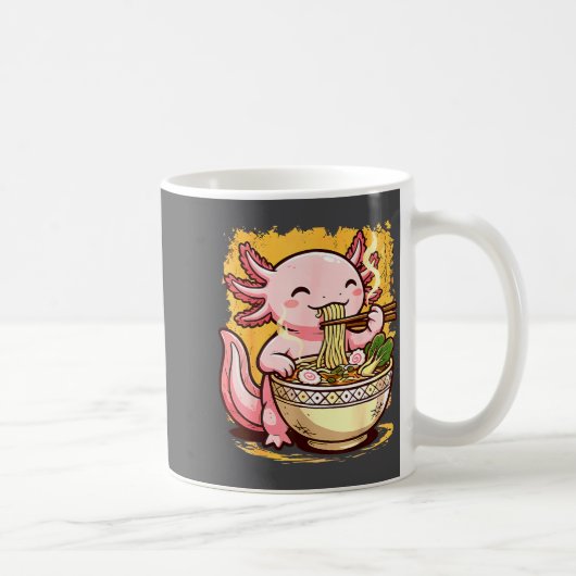 Cute Axolotl Eats Ramen Noodles Axolotls Ramen  Koffiemok (Rechts)