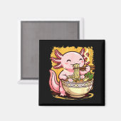 Cute Axolotl Eats Ramen Noodles Axolotls Ramen  Magneet (Voorkant / Achterkant)