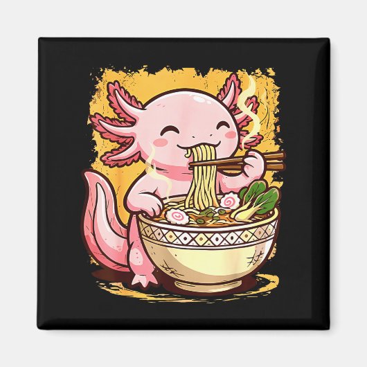 Cute Axolotl Eats Ramen Noodles Axolotls Ramen  Magneet (Voorkant)