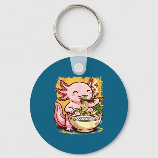 Cute Axolotl Eats Ramen Noodles Axolotls Ramen Sleutelhanger (Voorkant)