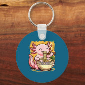 Cute Axolotl Eats Ramen Noodles Axolotls Ramen Sleutelhanger (Voorkant)