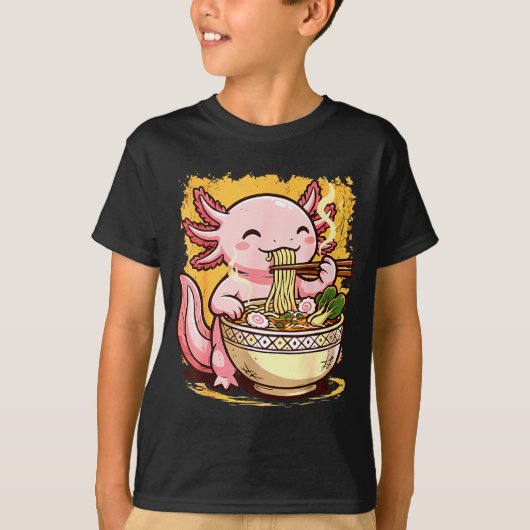 Cute Axolotl Eats Ramen Noodles Axolotls Ramen T-shirt (Voorkant)