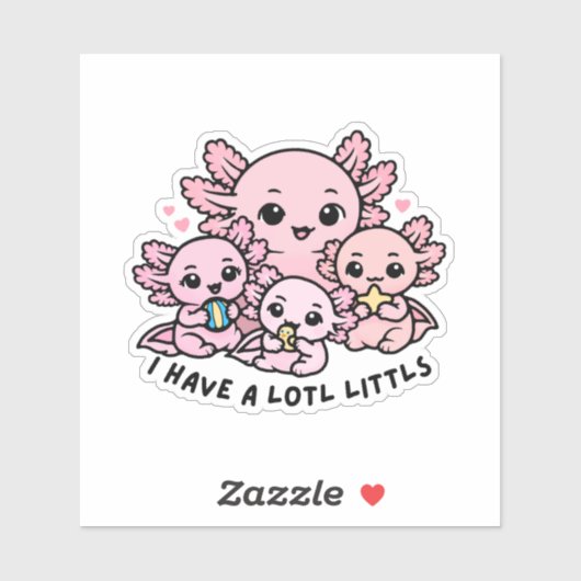 Cute Axolotl Family Lotl Littls Mom Pun Sticker (Vel)