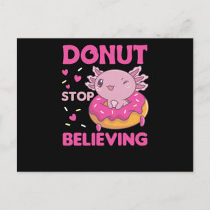 Cute Axolotl Funny Animals in Donut Roze Briefkaart