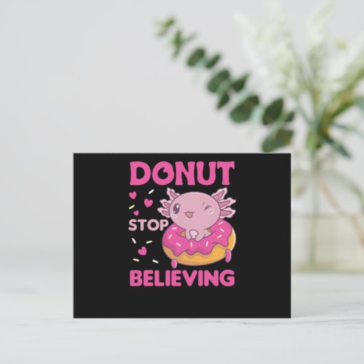 Cute Axolotl Funny Animals in Donut Roze Briefkaart (Staand voorkant)