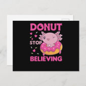 Cute Axolotl Funny Animals in Donut Roze Briefkaart (Voorkant / Achterkant)