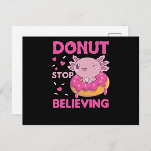 Cute Axolotl Funny Animals in Donut Roze Briefkaart (Voorkant / Achterkant)