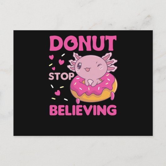 Cute Axolotl Funny Animals in Donut Roze Briefkaart (Voorkant)