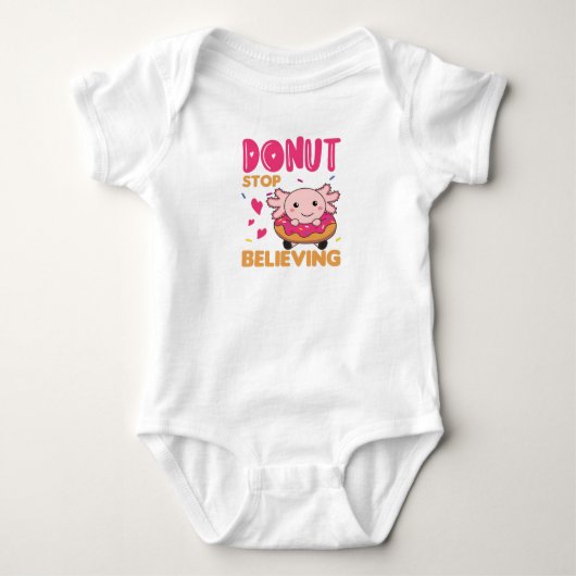 Cute Axolotl Funny Animals in Donut Roze Romper (Voorkant)