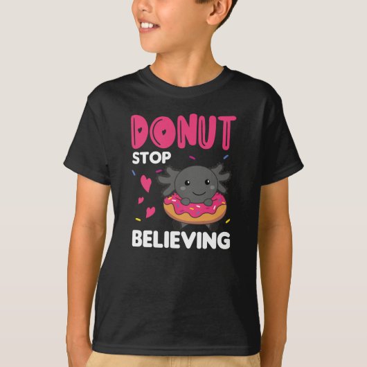 Cute Axolotl Funny Animals in Donut Roze T-shirt (Voorkant)