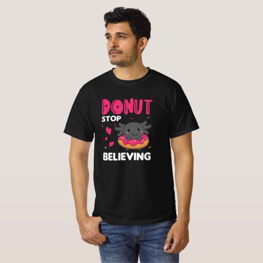 Cute Axolotl Funny Animals in Donut Roze T-shirt (Voorkant volledig)