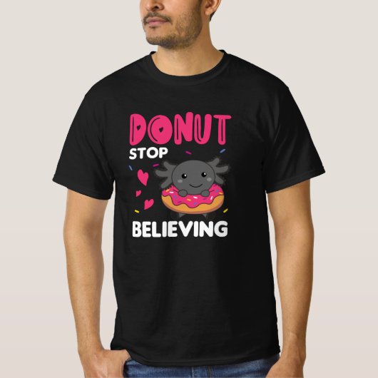 Cute Axolotl Funny Animals in Donut Roze T-shirt (Voorkant)