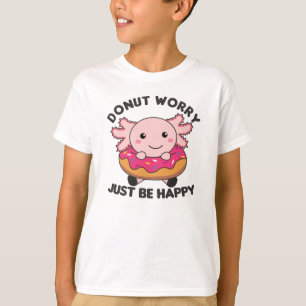 Cute Axolotl Funny Animals in Donut Roze T-shirt