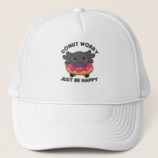 Cute Axolotl Funny Animals in Donut Roze Trucker Pet (Voorkant)
