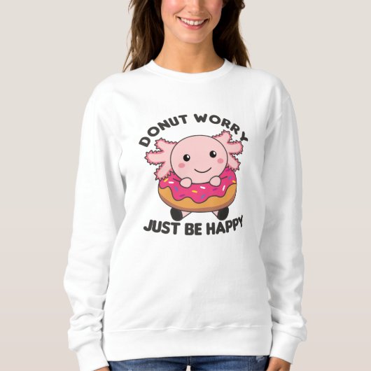 Cute Axolotl Funny Animals in Donut Roze Trui (Voorkant)