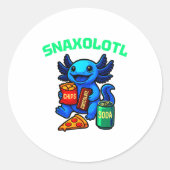 Cute Axolotl Funny Snaxolotl Snacks A Lot Axolotl  Ronde Sticker (Voorkant)