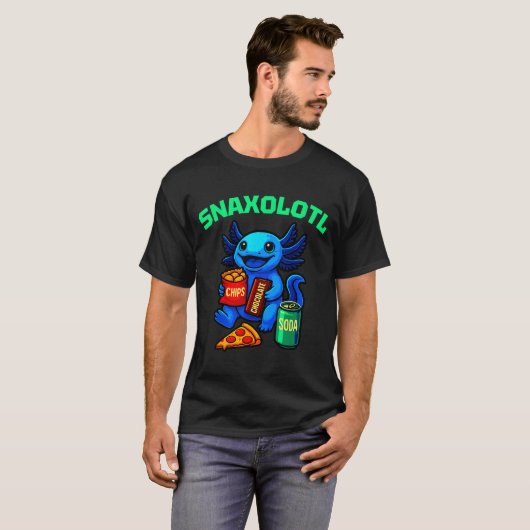 Cute Axolotl Funny Snaxolotl Snacks A Lot Axolotl T-shirt (Voorkant volledig)
