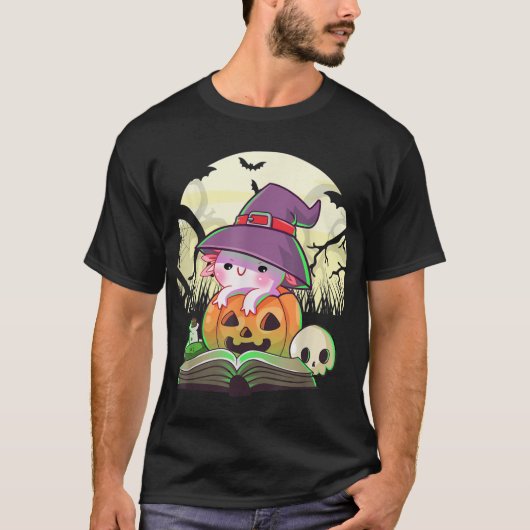 Cute Axolotl Halloween Costume Pumpkin Pastel Goth T-shirt (Voorkant)