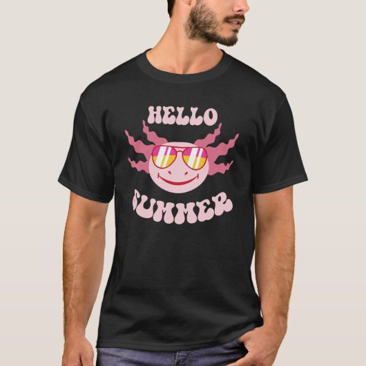 Cute Axolotl Hello Summer Tropical Beache Samily V T-shirt (Voorkant)