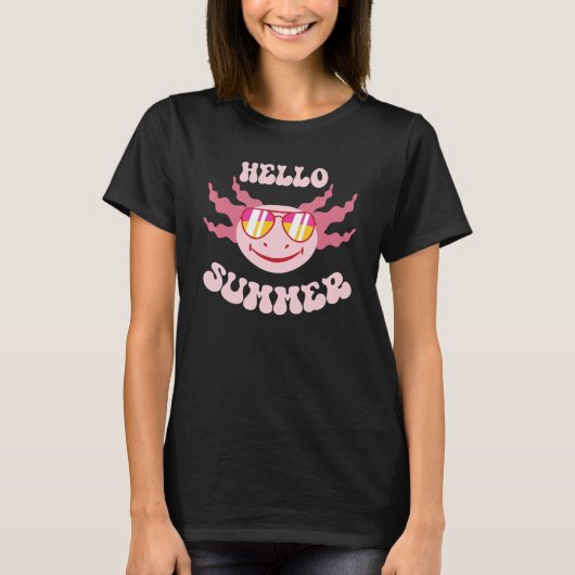 Cute Axolotl Hello Summer Tropical Beache Samily V T-shirt (Voorkant)