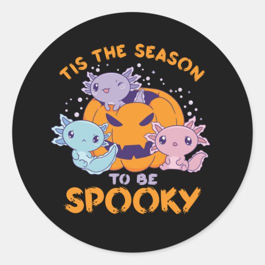 Cute Axolotl het seizoen van de spoky Halloween Ronde Sticker (Voorkant)