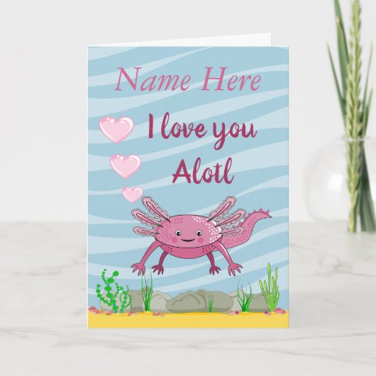 Cute Axolotl Ik Hou Van Jou Vouwbare Wenskaart Kaart (Voorkant)