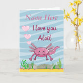 Cute Axolotl Ik Hou Van Jou Vouwkaart Kaart (Gele Bloem)